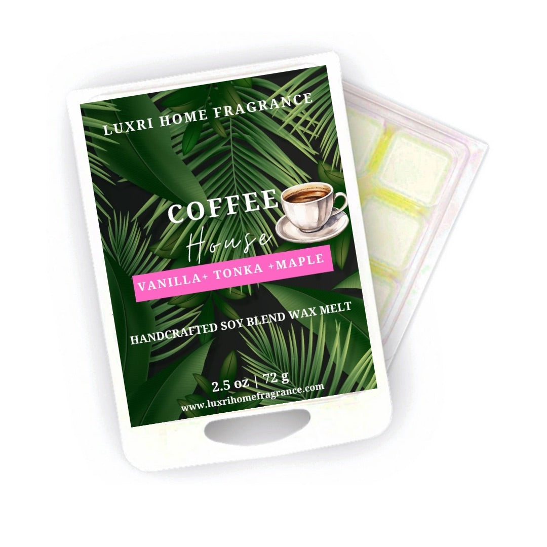 Coffee House soy wax melts will fill your home with the warm, comforting aroma of freshly brewed coffee. 